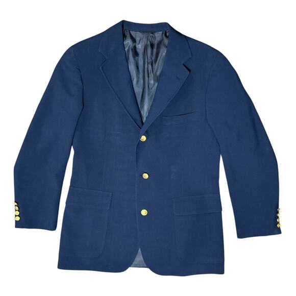Polo University Club‎ Ralph Lauren Blazer 42R Navy Gold Button Sport Coat Jacket - Picture 1 of 13